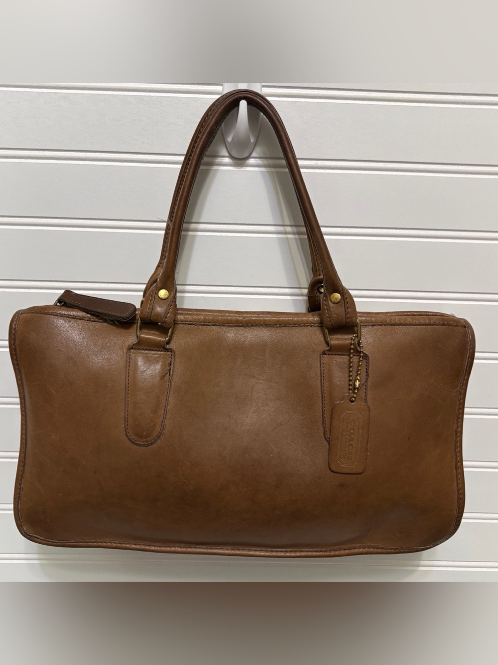 COACH Club Satchel Brown Top Handle Slim Briefcase Tote Bag Vintage 1980's USA